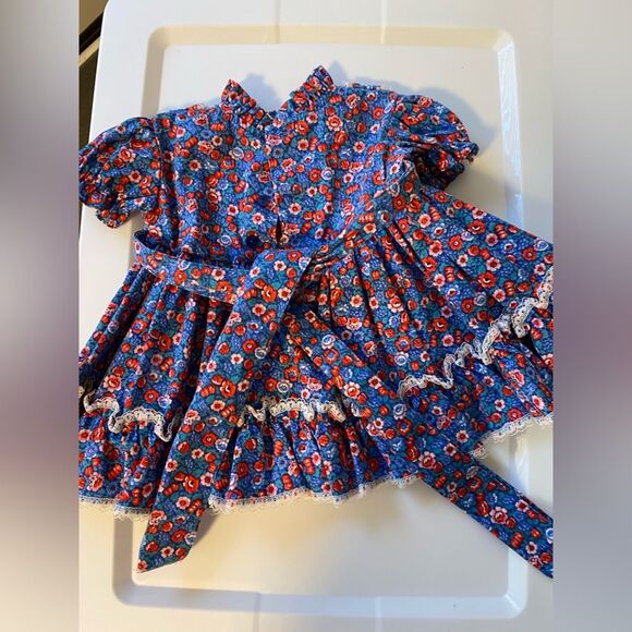 Vintage Coquette Retro Floral Ruffle Kid Baby Formal Holiday Dress:Thanksgiving - Picture 4 of 13